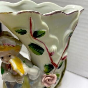 Vintage victorian hand painted ceramic vase